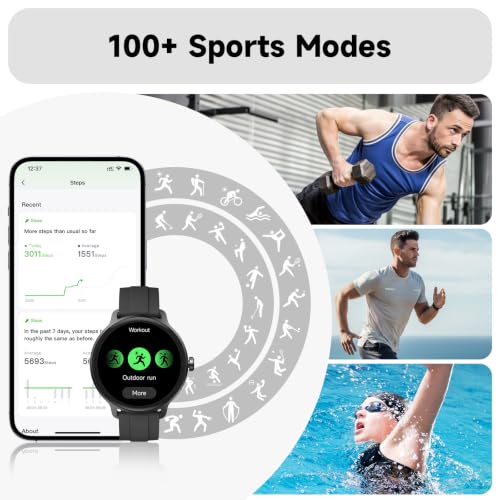 Smart Watch for Men Women, 1.27" HD Touchscreen Fitness Tracker, Bluetooth Calling, AI Built-in, 100+ Sports Modes, Heart Rate Sleep Monitor, IP68 Waterproof, Smartwatch for Android iPhone