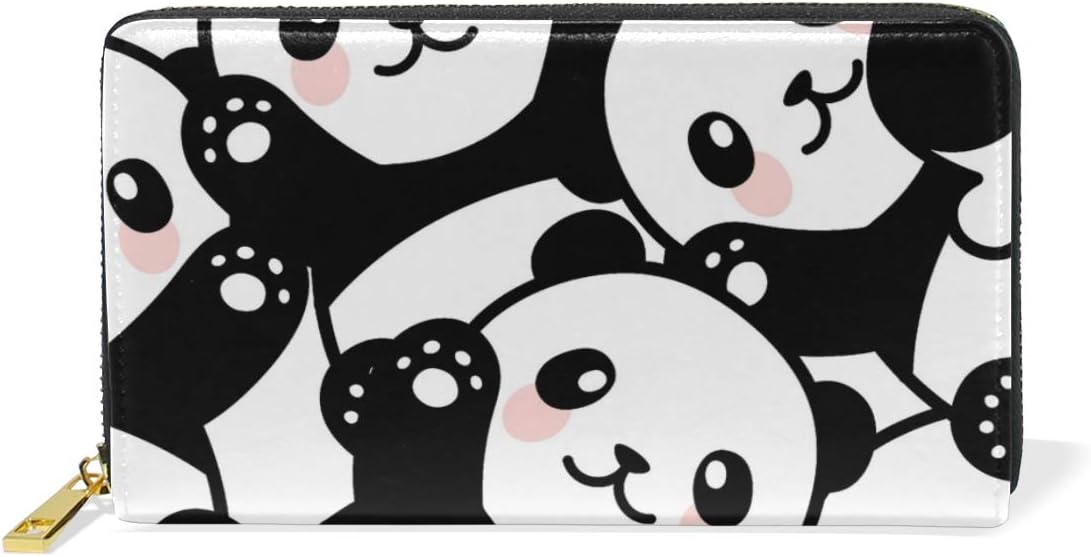 Women’s Cute Panda Paw Leather Wallet Cute Girl Zipper Clutch Purse