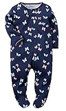 Carters Baby Girls Cotton Sleep & Play (3 Months, Navy Butterfly)