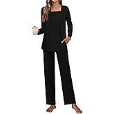 Tencede Women Pajama Set 2026 Lounge Sets Long Sleeve Sleepwear Soft 2 Piece Pjs S-2XL
