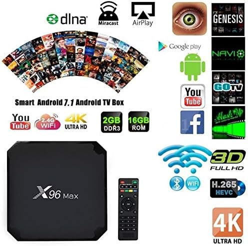 Android 8.1 TV Box X96 Max TV Set Top Box S905W Network Player 4G RAM 64G ROM Android 8.1 HD 4k Player for Home Theater Playing Games (1000 Meter Network Ethernet)