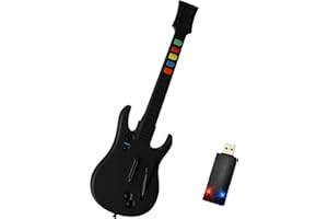 NBCP Wireless PC Guitar Controller -Clone Hero Guitar for PC with USB Dongle, 2.4G Rock Band/Hero III,World Tour Compatible, 