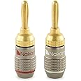 Nakamichi FanLock Excel Series 24k Gold Plated Banana Plug 10 AWG - 18 AWG Gauge Size 4mm for Speakers Amplifier Hi-Fi Stereo Home Theatre Radio Audio Wire Cable Quick Connector 2 Pcs (1-Pair)