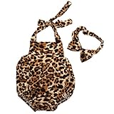 Baby Girls Halter Leopard Printed one-piece+Hairband Bodysuits Clothes Outfit , Leopard, 0-6 Months