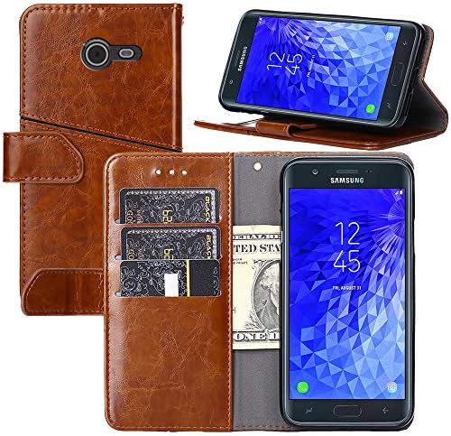 Galaxy J7 V / J7 Perx / J7 Sky Pro / J7 Prime / J7 2017 / Galaxy Halo Case,YEEGG Luxury PU Leather Wallet Flip Protective Case Cover with Card Slots and Stand for Samsung Galaxy J7 2017 (Brown)