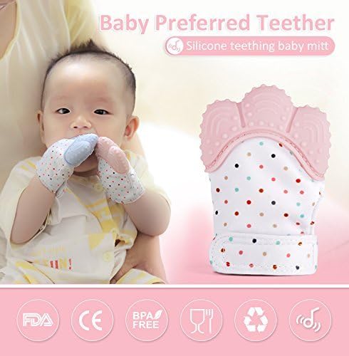 Kean Silicone Baby Teething Mitten (Pink 2-Pack)