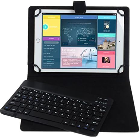 SMICK Leather Case + Wireless Bluetooth Keyboard,Smart Folio Case Stand Cover with Magnetic Closure Detachable Wireless Keyboard for 9''/10'iPad,Tablets