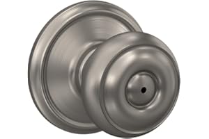Schlage F40 GEO 619 Georgian Door Knob, Bed & Bath Privacy Lock, Satin Nickel