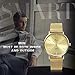Men's Luxury Gold Tone Simple Design Japan Quartz Watch with Adjustable Milanese Loop Woven Stainless Steel Mesh Band