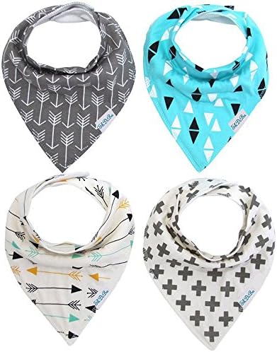 SHDiBa Baby Bandana Drool Bibs with Super Absorbent Organic Cotton,Unisex 4 Pack Drooling and Teething Bibs (Gift Bag Included)