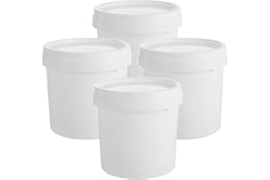 AKOLAFE 4 Pack Small Paint Bucket for Painting Pint Touch Up Paint Containers with Lids Empty Paint Cans Plastic Paint Storage Containers 1/2 Quart Paint Cans Hand Held Paint Pail for Leftover Paint