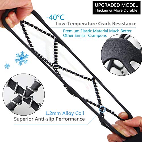 MattiSam Traction Cleats Crampons for Walking on Snow and Ice Anti-Slip Ice Grips Snow Grips Universal Size Lightweight Ice Grippers with Safety Straps & Waterproof Bag Perfect for Jogging Or Hiking - Thumbnail 2