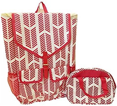 WAM 18 inch Chevron Arrow Girls Book Laptop Tablet Bag School Backpack Lunch Box Pink