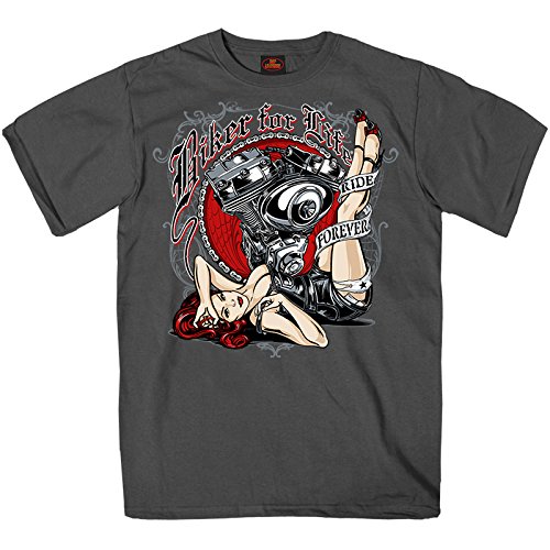 Hot Leathers Motor Pin Up 100% Cotton Double Sided Printed Biker T-Shirt