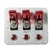Pilot Automotive PL-SW53R Performance 3 Row Red Anodized Safety Cover Toggle Switch with Red Indicator Lights