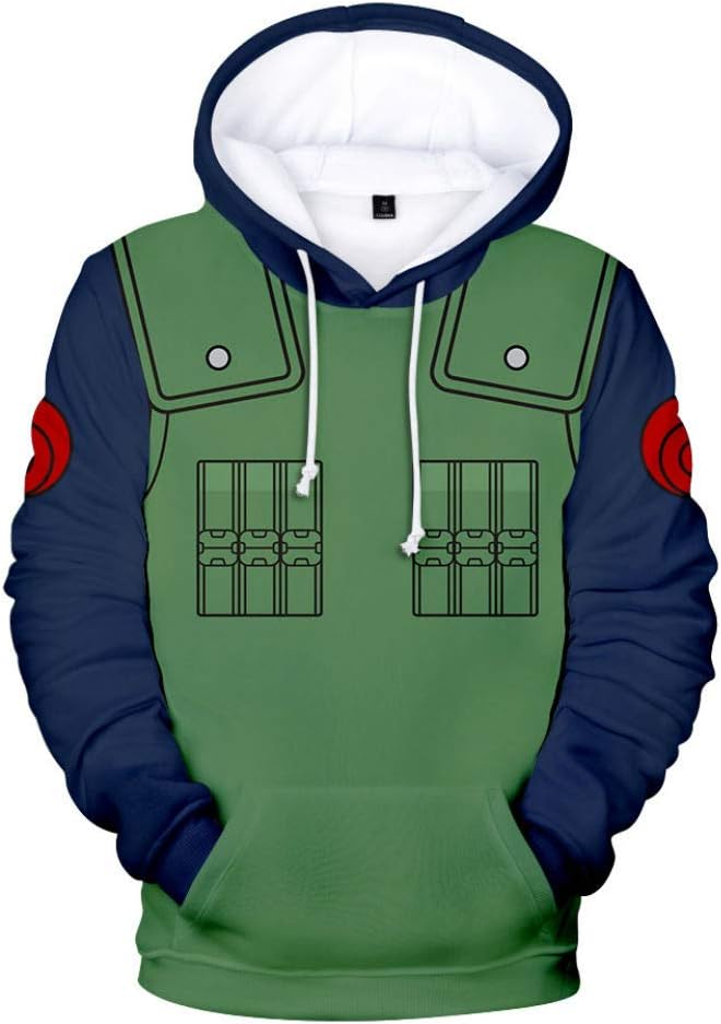 MUCLOTH 3D Printing Hatake Kakashi Adult Zip up Hoodie Sweatshirt Cosplay Costume Unisex