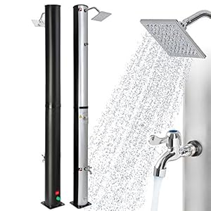 Arebos Zonnedouche 37 liter – Buitendouche 199cm – Tuindouche met geïntegreerde thermometer – Vierkant douchekop – Met…