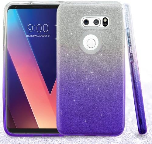 LG V30 Case, Casey [Bling] [Shinny Gradient Glitter Sand] Protective Bumper TPU Back Cover (Purple Gradient)