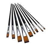 APG 9pcs Flat Pointed Tip Nylon Hair Acrylic Watercolor Brush Artists Paint Brush Set