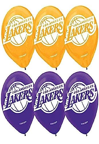 NBA LA Lakers Yellow and Purple Latex Balloons Pack Of