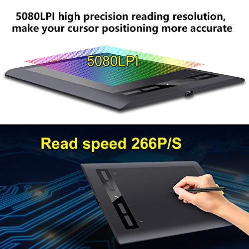Digital Drawing Tablet Pad, Acepen AP1060 10x6.25in USB Graphics Tablets with Battery-Free Passive Stylus for Artists & Animation & Illustrator & Painting
