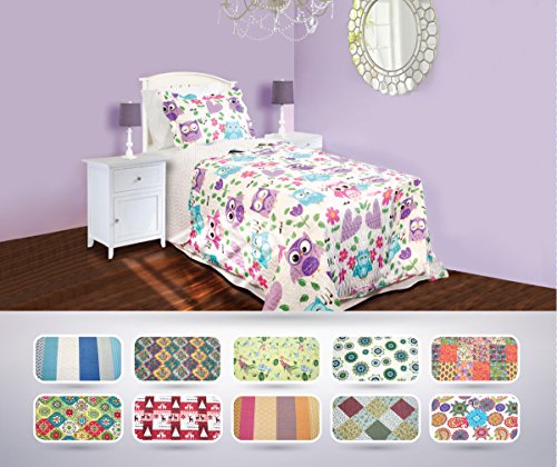 The CONNECTICUT HOME COMPANY Luxury Quilt Collection, Reversible, Top Choice by Decorators, Many Sizes and Patterns, All Season Weight, Machine Washable (Periwinkle - Twin)