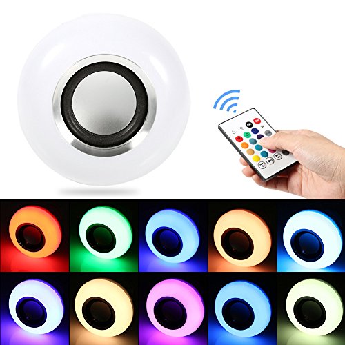 LED Music Light Bulb, E27 led Light Bulb with Bluetooth Speaker RGB Changing Color Lamp Built-in Audio Speaker with Remote Control for Home, Bedroom, Living Room, Party Decoration
