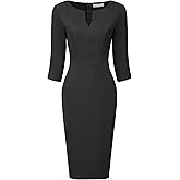 Hobemty Women's Funeral Sheath Dress Knee Length Work Pencil Dresses