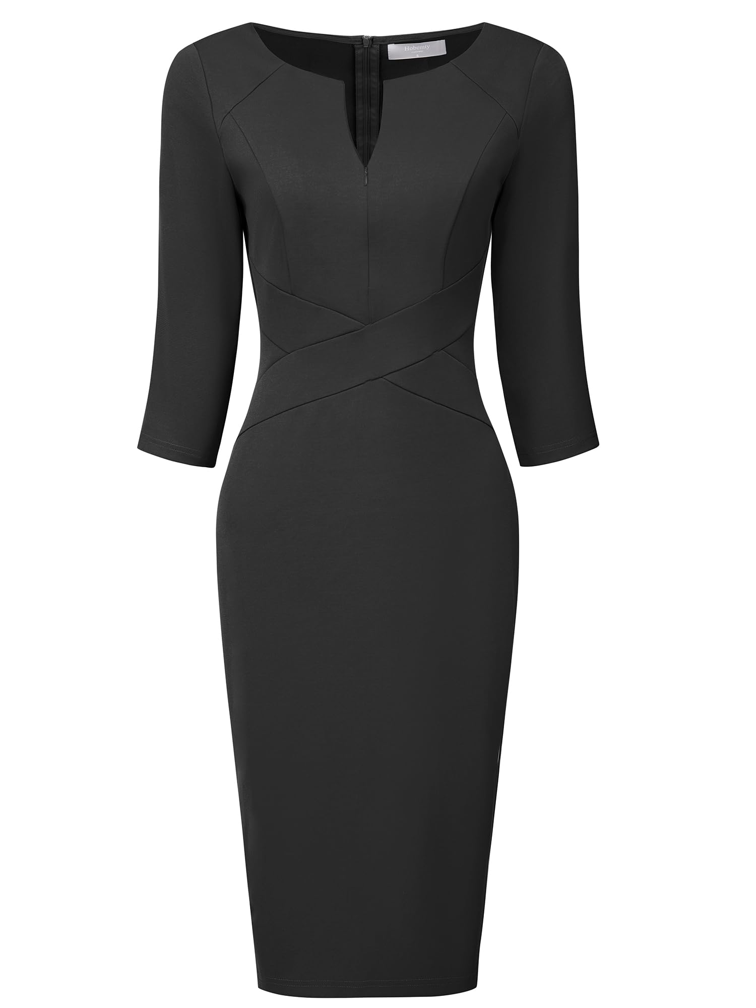 Photo 1 of Hobemty Women's Funeral Sheath Dress Knee Length Work Pencil Dresses X-Large Black