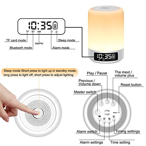 Aisuo Night Light, Touch Sensor Table Lamp with Bluetooth 4.1 HiFi