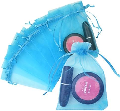 100pcs Organza Bags-Tojwi 3.54"x4.33" Drawstring Pouches Jewelry Candy Gift Favor Bag for Party Wedding Storage Bags(9x11cm, Light Blue)
