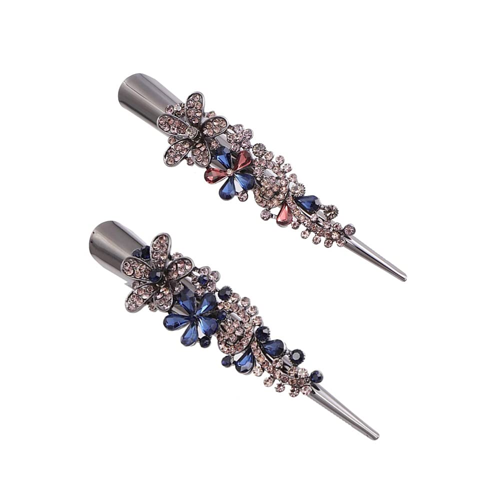 2 Pcs Alligator Clips Metal Duckbill Clips Vintage French Barrette Hair Grip Hair Sectioning Clips Hair Styling Accessories for Women Girls