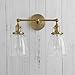 PERMO Double Sconce Vintage Industrial Antique 2-Lights Wall Sconces with Oval Cone Clear Glass Shade (Antique)