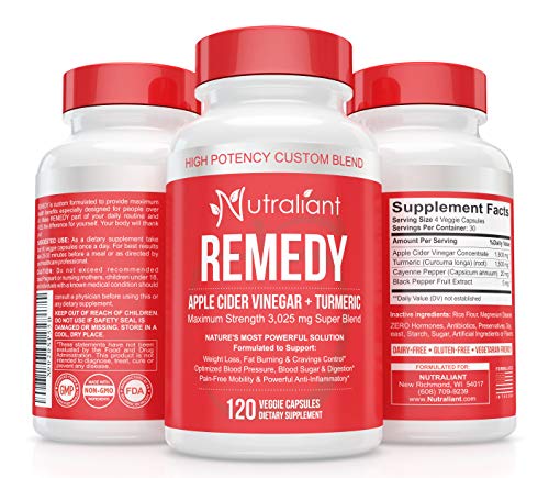 Apple Cider Vinegar Capsules + Turmeric Curcumin, Cayenne & Black Pepper for Best Absorption. Potent 3025mg Anti-Inflammatory, Digestion, Detox, Energy & Joint Support Supplement. 120 ACV Vegan Pill