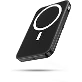 Portable Charger for Magsafe Battery Pack,10000mAh Power Bank with Foldable Stand,Travel Essential PD 22.5W Fast Charge,Magnetic Charge Wireless Charger for iPhone 17/16/15/14/13/12 Series–Black