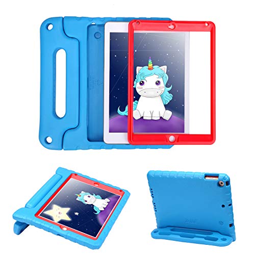 HDE Case for iPad Air - Kids Shockproof Bumper Hard Cover Handle Stand with Built in Screen Protector for Apple iPad Air 1 - 2013 Release 1st Generation (Blue Red)