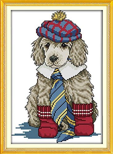 DIY Needlepoints Counted Cross Stitch Kits Embroidery Kit Home Decor, Dressed Dog