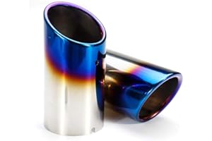 Dsycar Stainless Steel Car Exhaust Muffler Tips Pipes compatible with VW Volkswagen JETTA 2009-2018 / SAGITAR 2011-2015 / POLO 2012-2014 / GOLF 7 2013-2015 (Roasted blue)