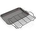 Ninja B32102 Foodi NeverStick Premium 2-Piece Bakeware Sheet Set, Nonstick, Oven Safe up to 500⁰F, with 10 x 15 inch Baking Sheet & 10 x 15 inch Cooling/Roasting Rack, Dishwasher Safe, Grey