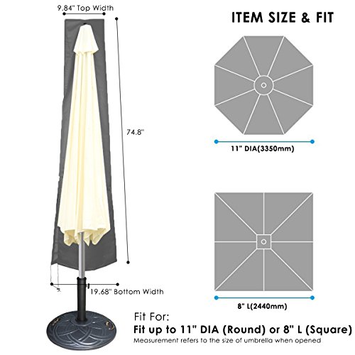 UPSTONE Umbrella Covers Waterproof Parasol Patio Umbrella Covers with Zipper and Telescopic Rod for 7ft to 11 ft Outdoor Umbrellas,Black 420D Oxford Fabric