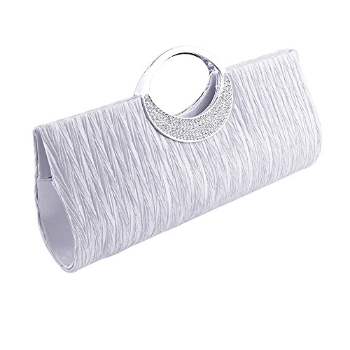 Jubileens Women's Shoulder Clutch Bag Rhinestone Evening Party Purse(Silver)