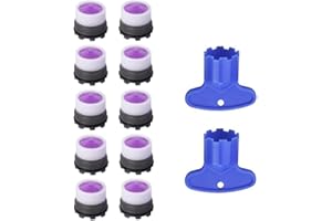 QLXHBOT 10Pcs Faucet Aerator M16.5, Aerator Replacement for Sink Faucet Flow Restrictor, Kitchen Cache Aerators Bathroom Sink Aerator with 2 Pcs Key Removal Wrench Tool (16.5 MM)