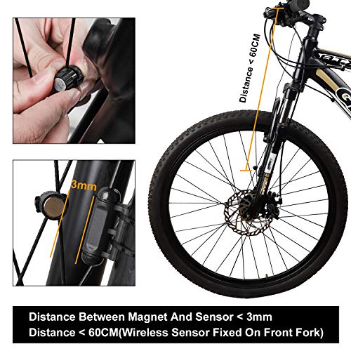 WESTGIRL Bike Computer, Large Digit Automatic Wake-up Cycle Speedometer with LCD Backlight, Multi-Function Waterproof Bicycle Odometer Cycling Accessories, Wireless & Wired