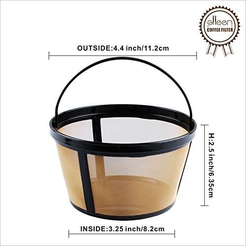 image for Basket Coffee Filter,Permanent Basket-Style Reusable 8-12 Cup Gold Ton