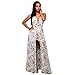 Women's Spaghetti Strap Floral Print Maxi Dress Overlay Rompers Jumpsuit Playsuit, Large