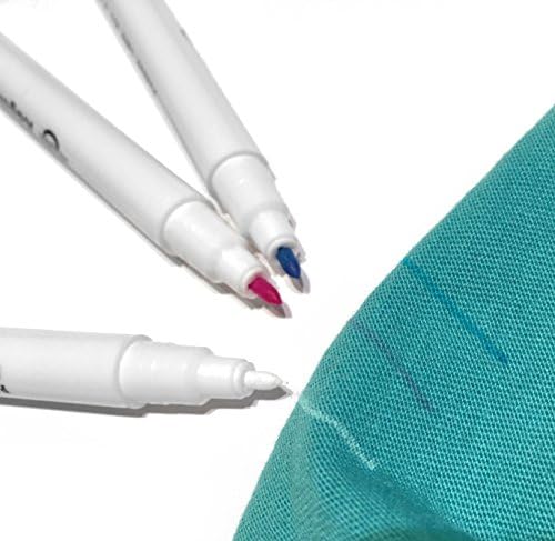 3 x Multi-color Tailor's Chalk Pens - White Red and Blue - Water Soluble Ink for Cloth and Fabrics Sewing, Arts and Crafts Tracing and Stitching