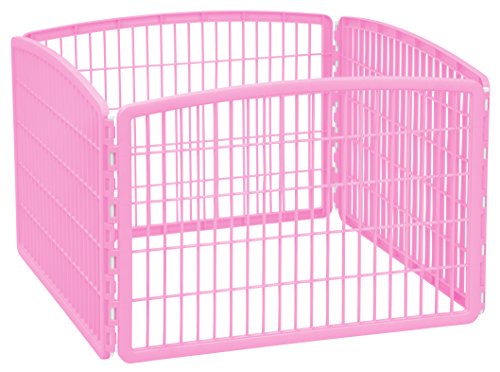 IRIS  Exercise 4-Panel Pet Playpen without Door, Pink, 33