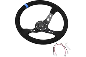 Steering Wheel, Universal 35cm/14inch 6-Bolts Auto Car Racing Steering Wheel with Horn Button, Cable, Screwdriver for Car Boa