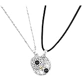 Mikovivi 2pcs Magnet Friendship Necklace, Magnetic Matching Friend Couples Necklaces Forever Jewelry Gift for Anniversary Birthday Women Men(Sun & Moon)