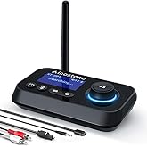 Ainostone Bluetooth Transmitter Receiver 3-in-1 Bluetooth 5.3 Audio Adapter for 2 Headphones with Bypass Volume Control ON/Of